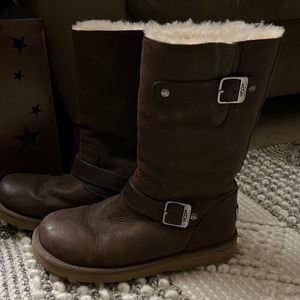 Womens UGG Kensington Sheepskin Buckle Boot  Brown